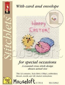 Mouseloft Easter Chick & Eggs Card Easter Stitchlets cross stitch kit